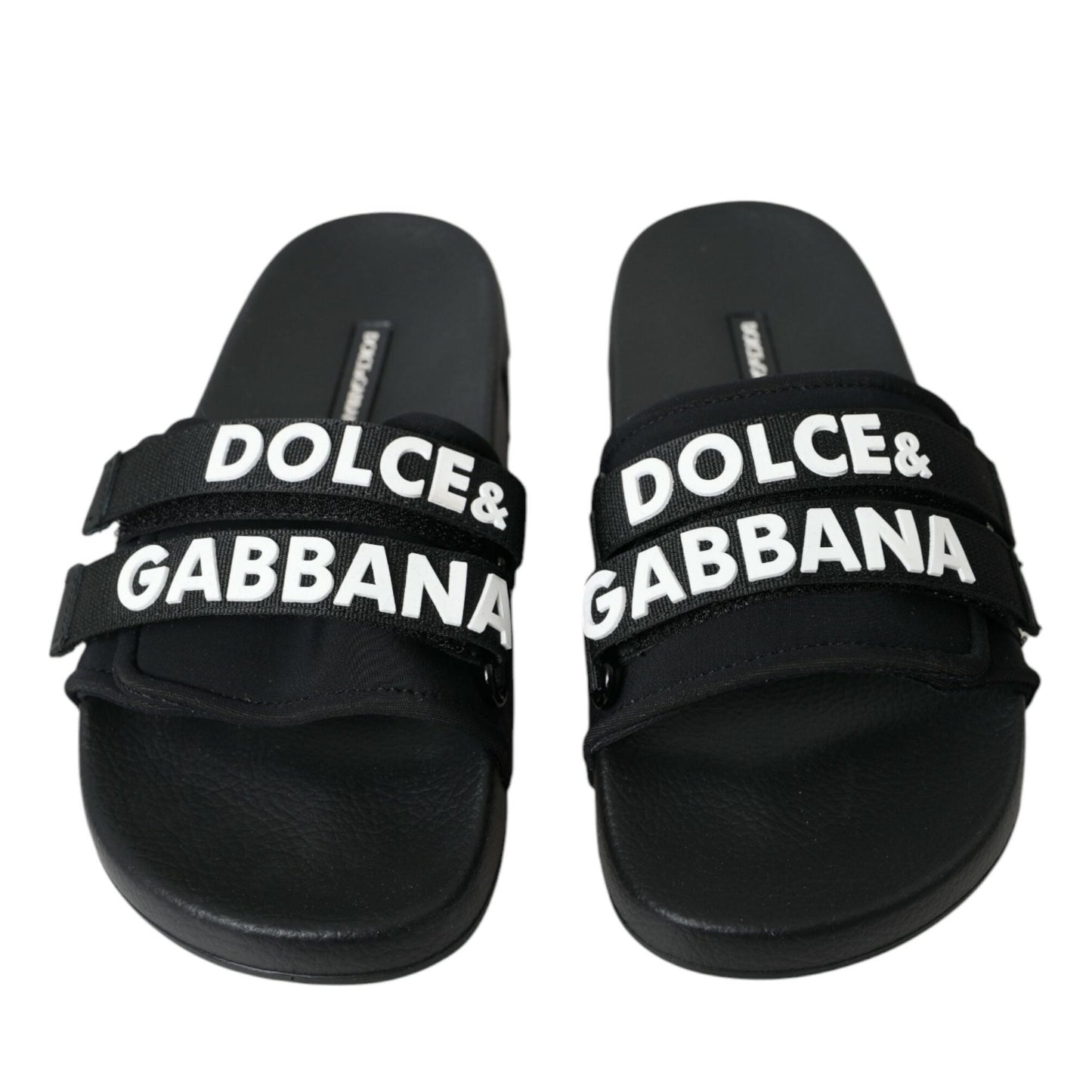 Dolce & Gabbana Black Neoprene Slides Flats Beachwear Shoes