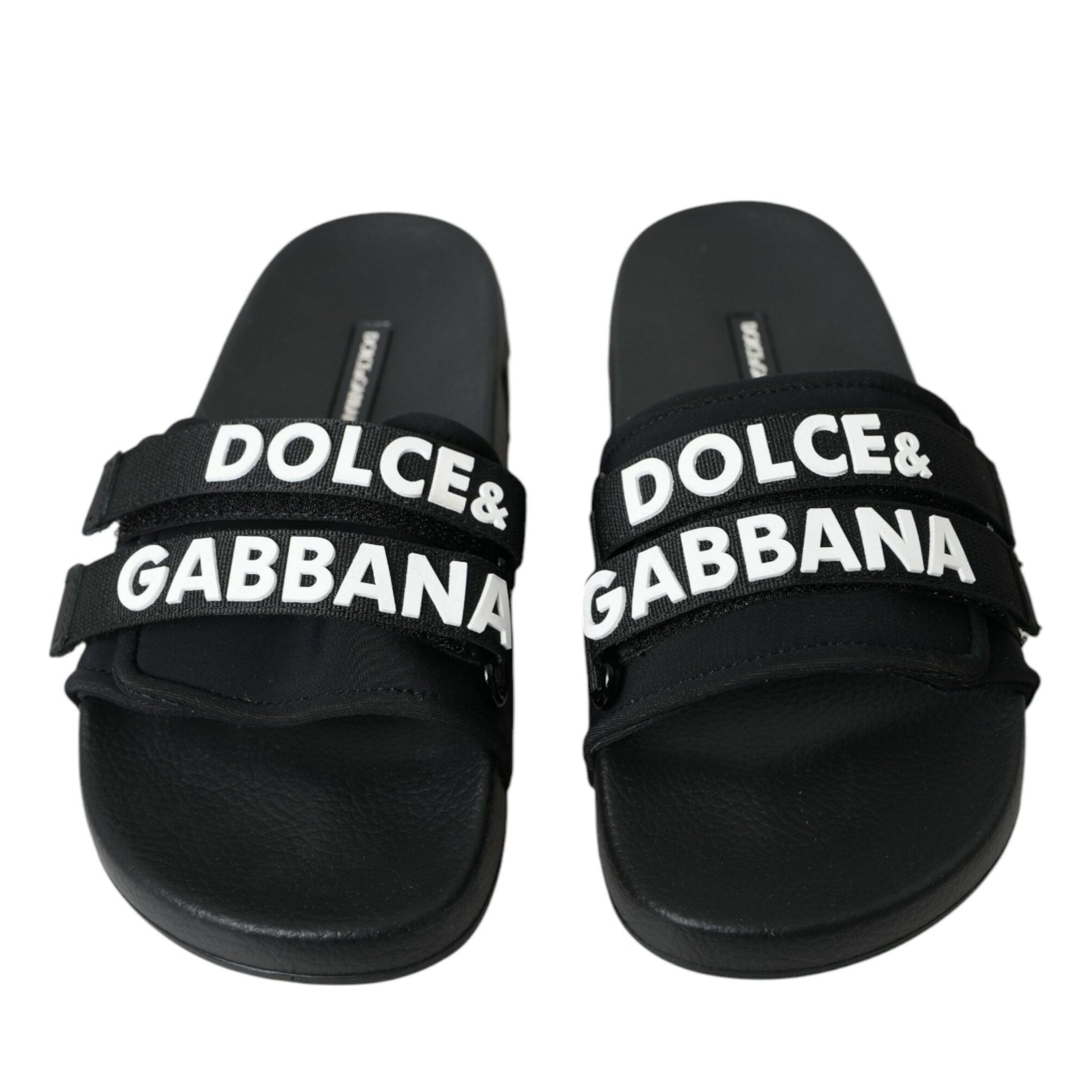 Dolce & Gabbana Black Neoprene Slides Flats Beachwear Shoes