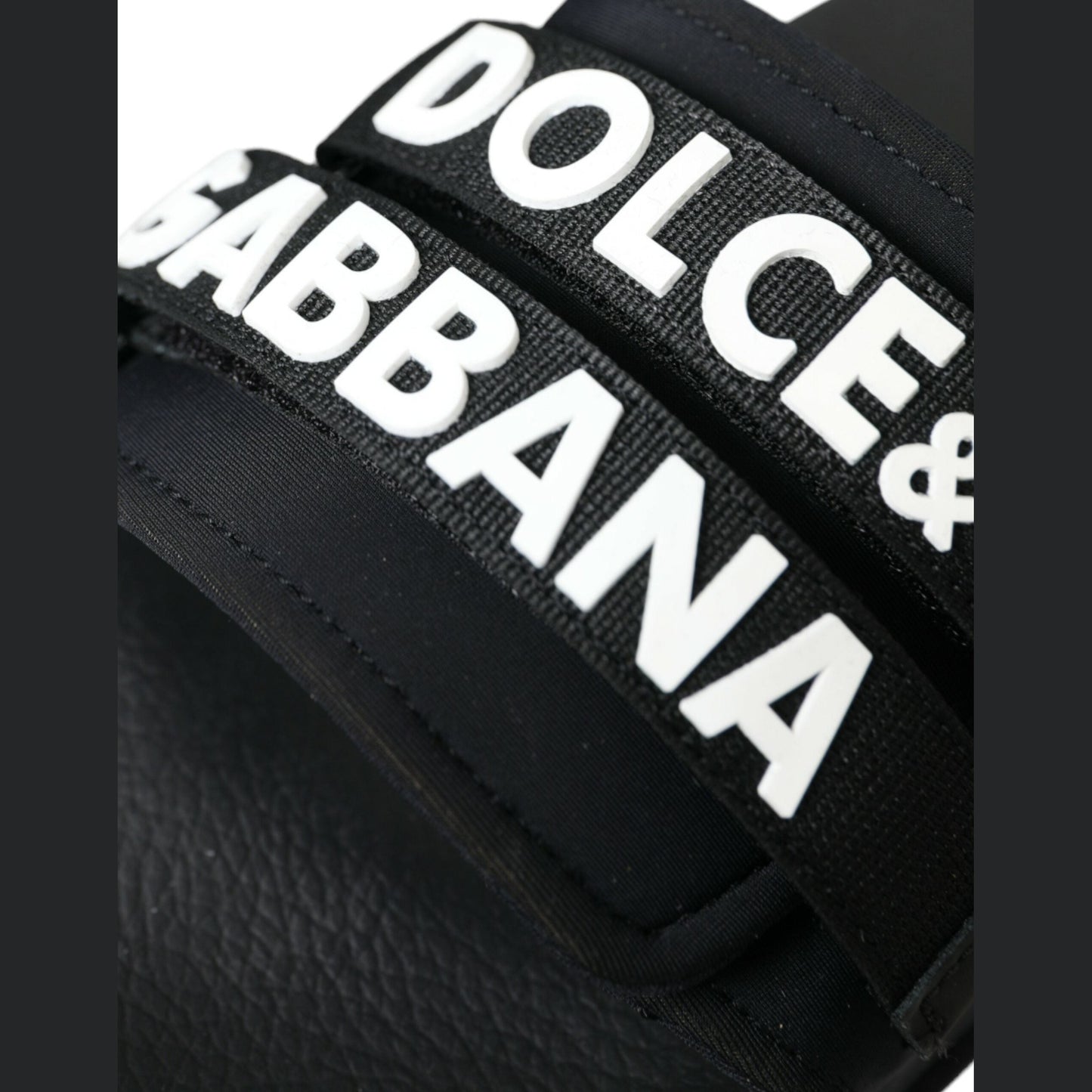 Dolce & Gabbana Black Neoprene Slides Flats Beachwear Shoes
