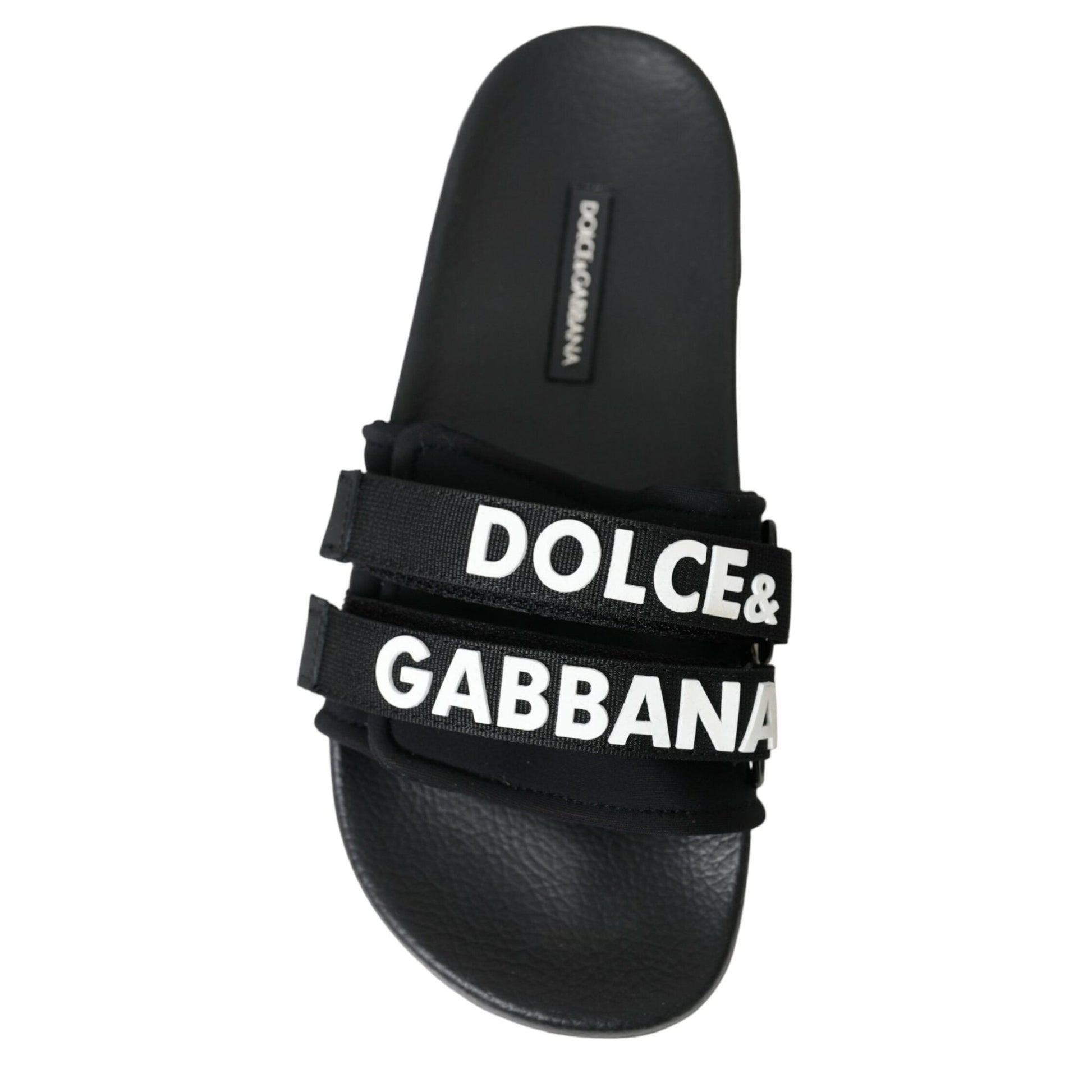 Dolce & Gabbana Black Neoprene Slides Flats Beachwear Shoes