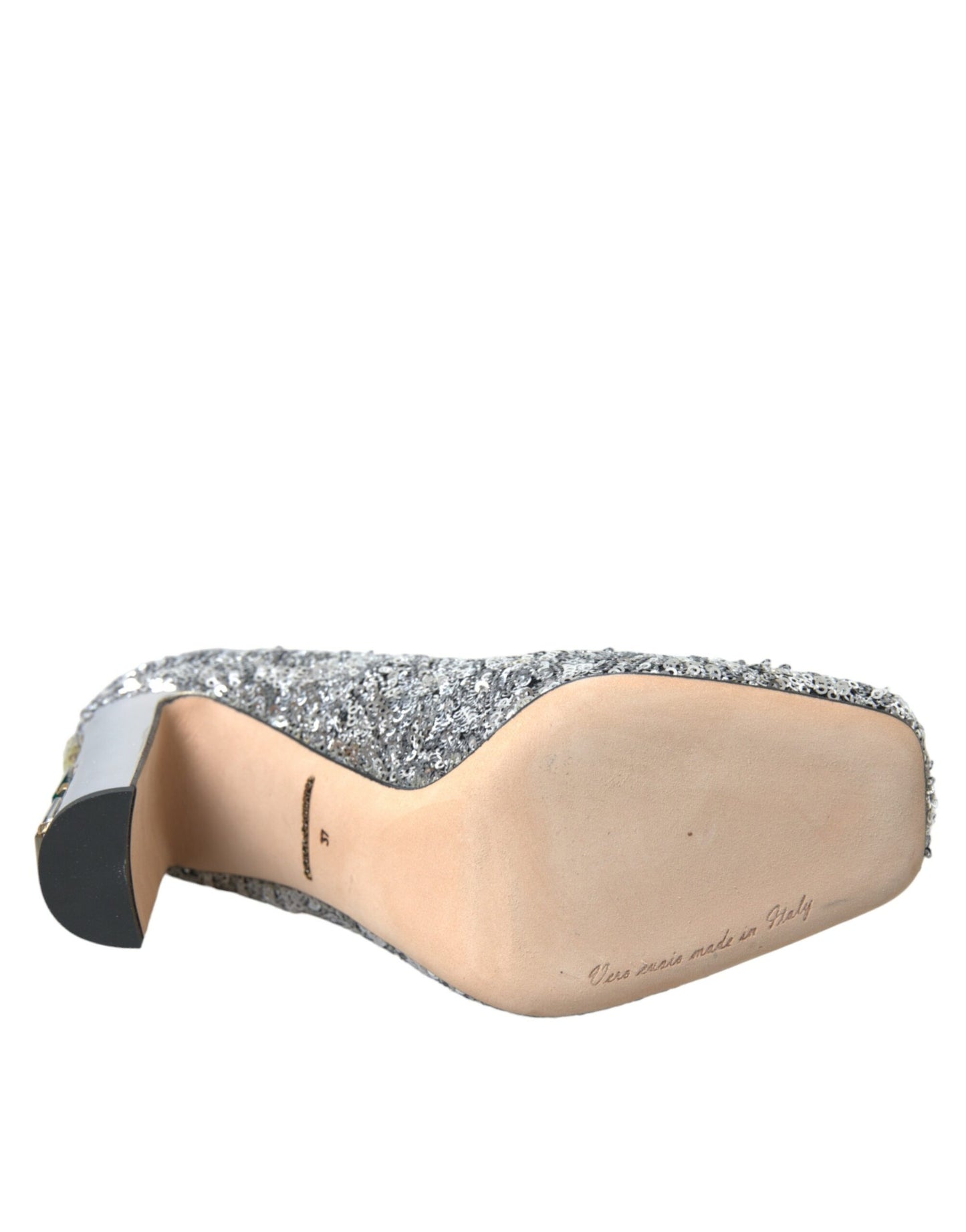 Dolce & Gabbana Silver Sequin Embellished Heels Pumps Shoes Dolce & Gabbana