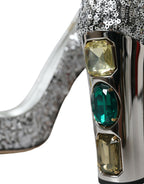Dolce & Gabbana Silver Sequin Embellished Heels Pumps Shoes