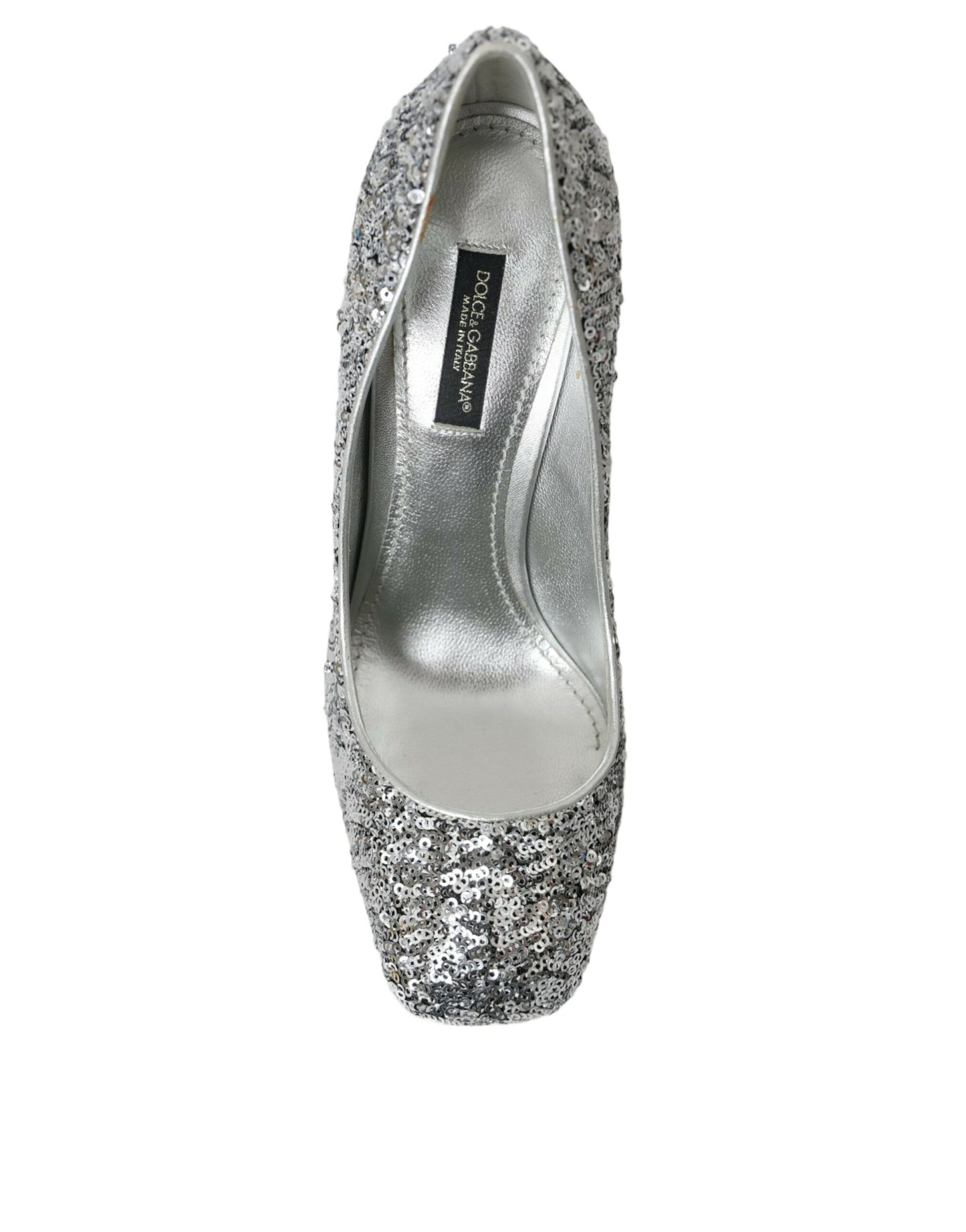 Dolce & Gabbana Silver Sequin Embellished Heels Pumps Shoes Dolce & Gabbana