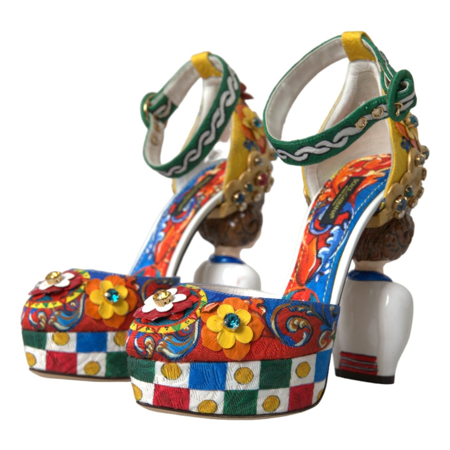 Dolce & Gabbana Multicolor Carretto Embellished Sandals Shoes Dolce & Gabbana