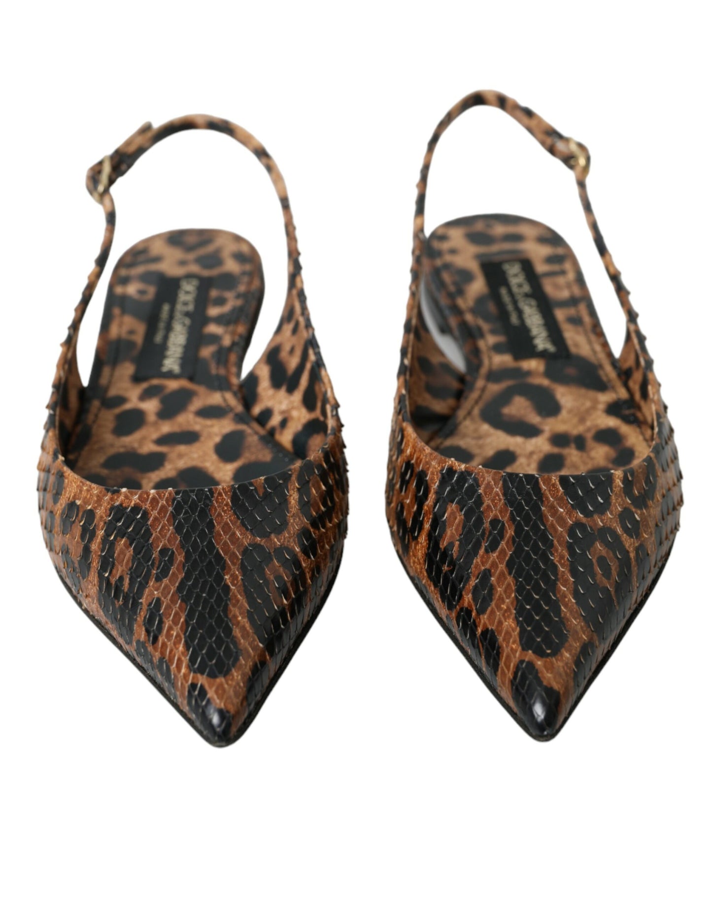 Dolce & Gabbana Brown Leopard Exotic Skin Slingback Shoes Dolce & Gabbana
