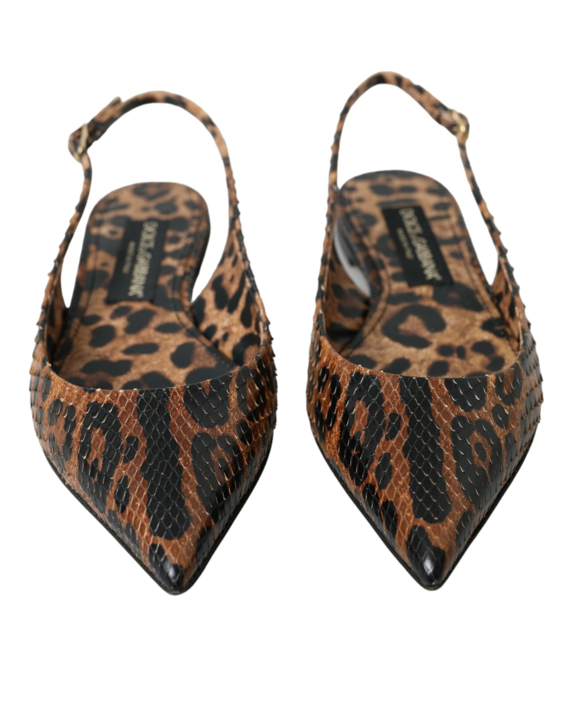 Dolce & Gabbana Brown Leopard Exotic Skin Slingback Shoes Dolce & Gabbana