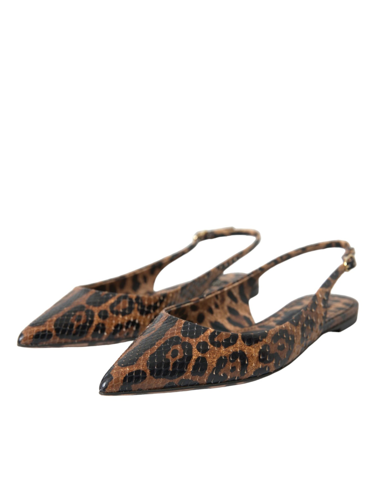 Dolce & Gabbana Brown Leopard Exotic Skin Slingback Shoes Dolce & Gabbana