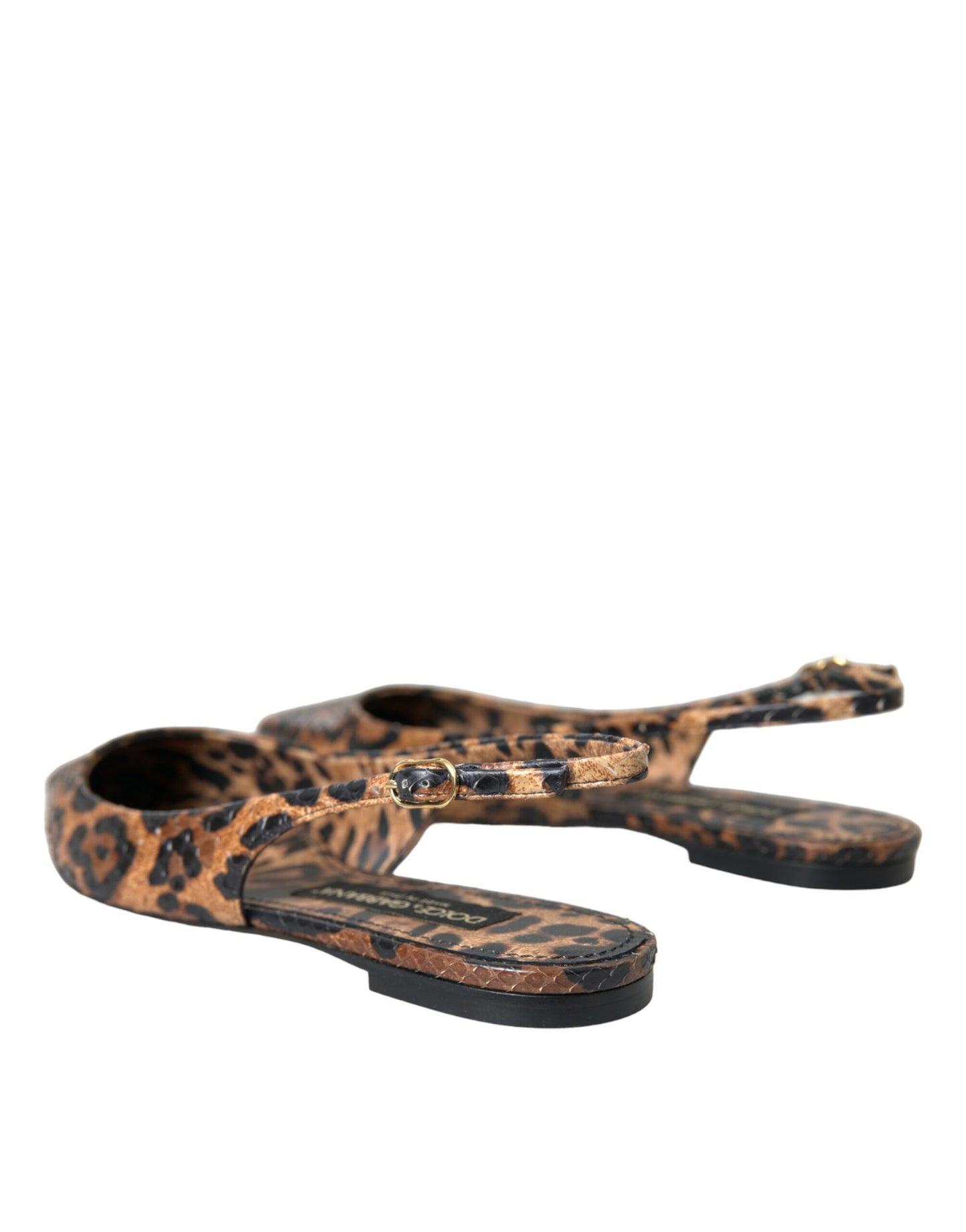 Dolce & Gabbana Brown Leopard Exotic Skin Slingback Shoes Dolce & Gabbana