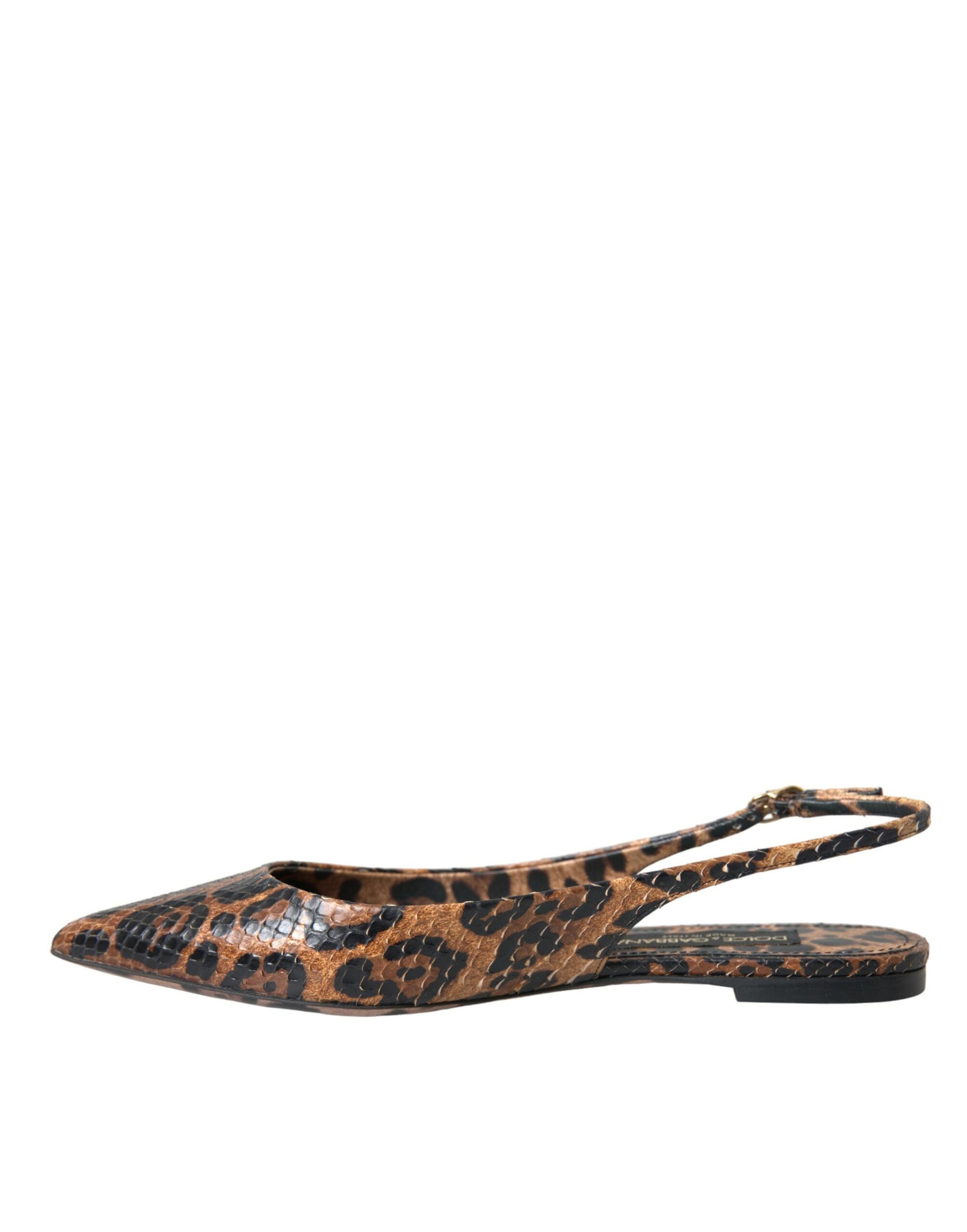 Dolce & Gabbana Brown Leopard Exotic Skin Slingback Shoes Dolce & Gabbana