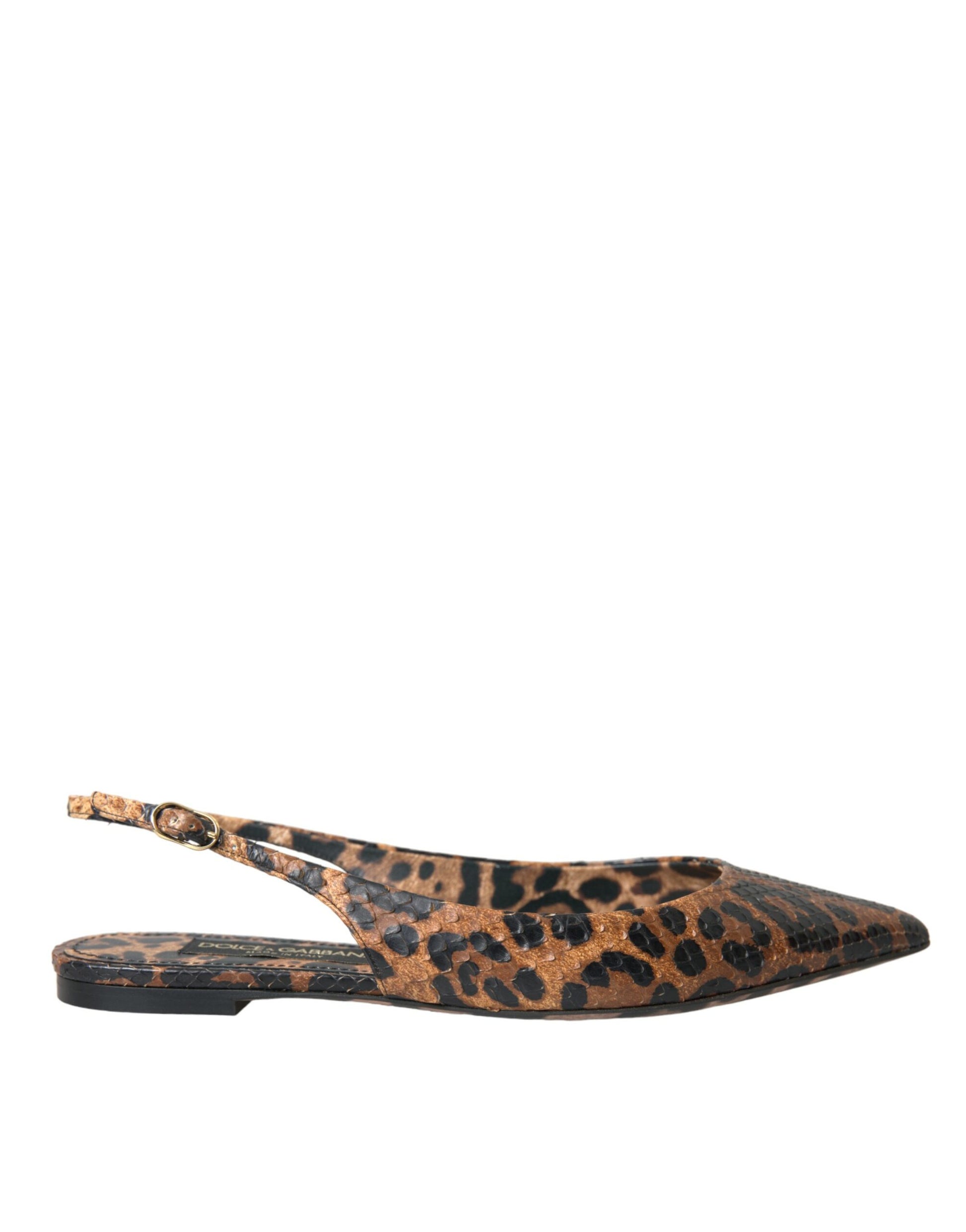 Dolce & Gabbana Brown Leopard Exotic Skin Slingback Shoes Dolce & Gabbana