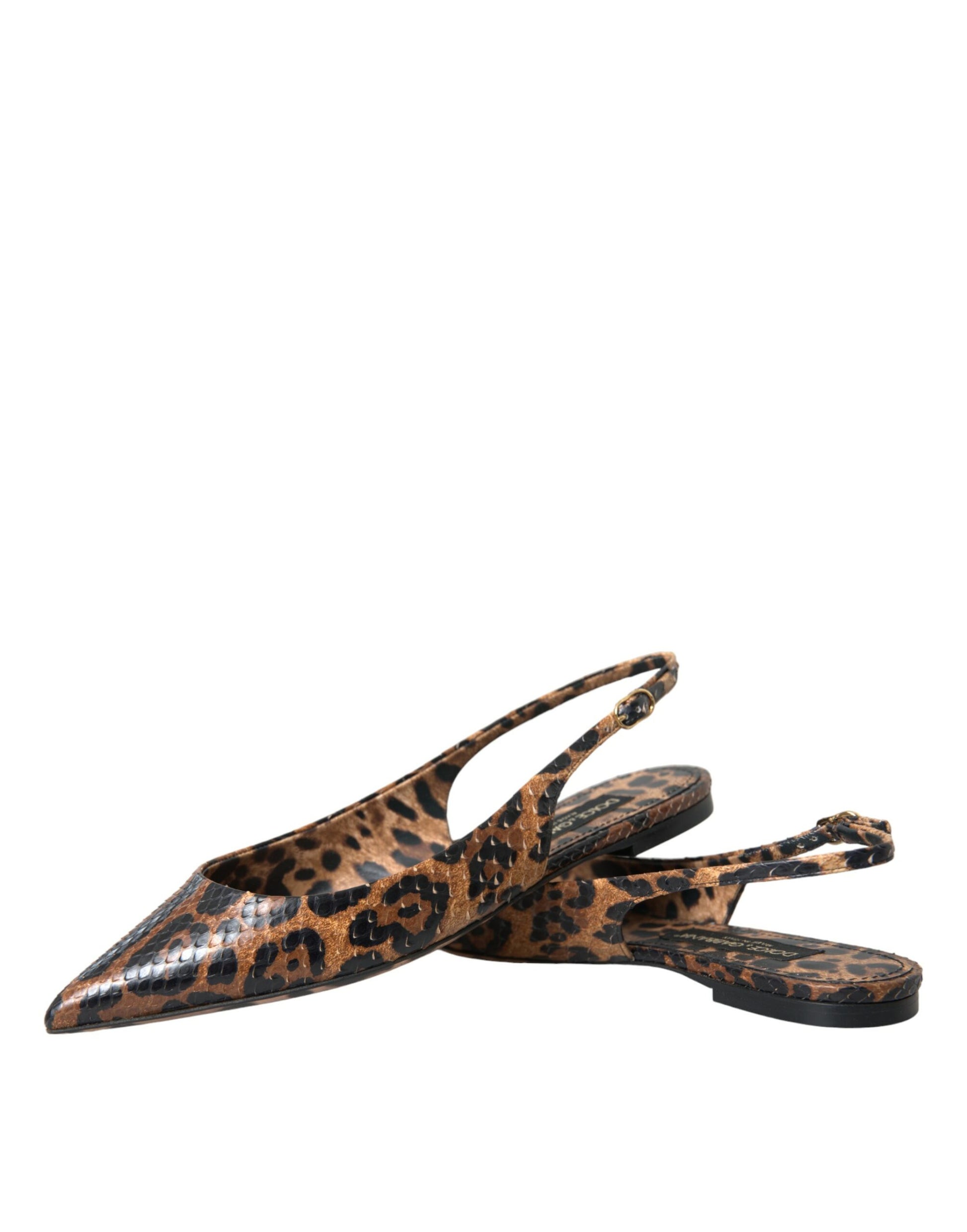 Dolce & Gabbana Brown Leopard Exotic Skin Slingback Shoes Dolce & Gabbana