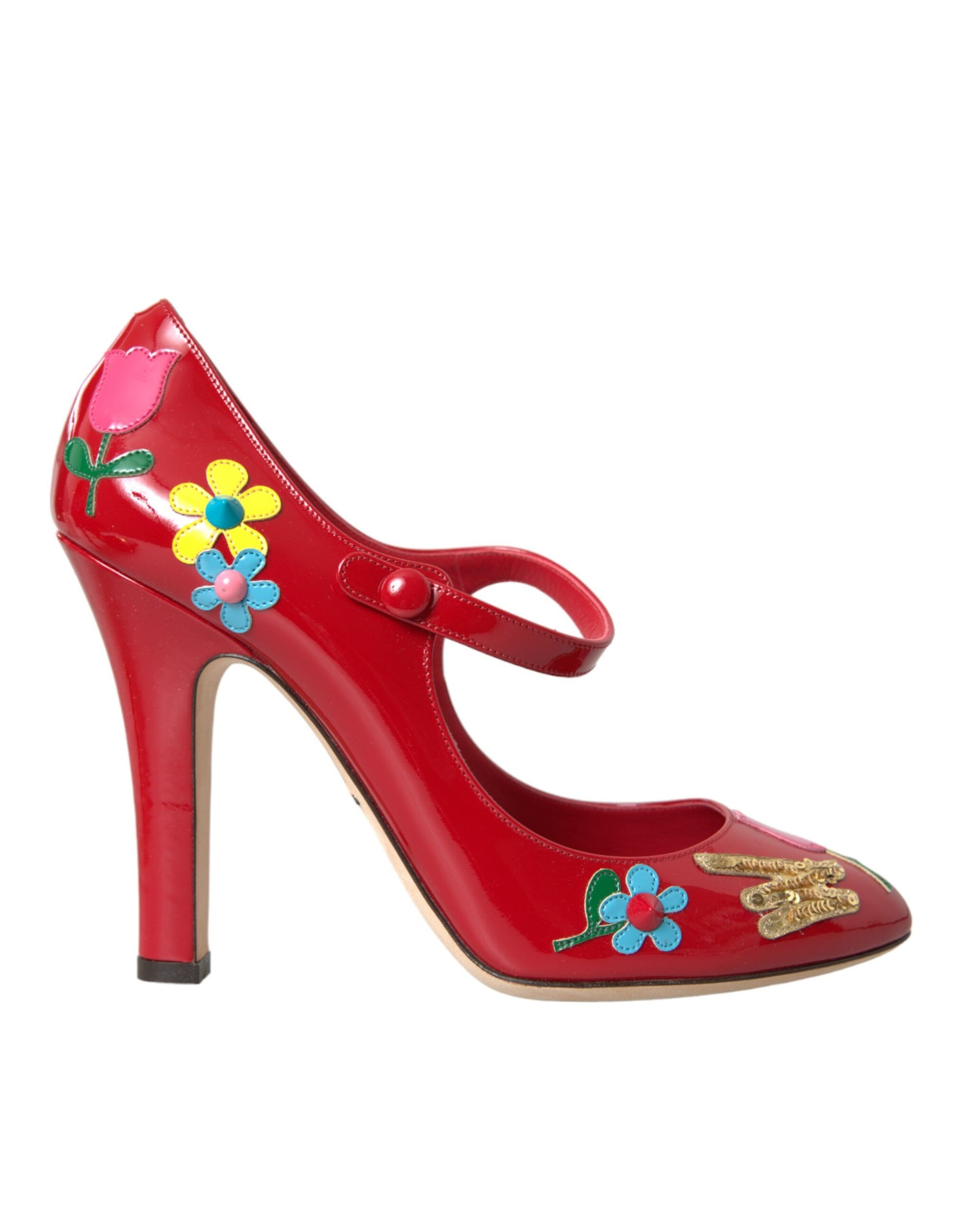 Dolce & Gabbana Red Leather Embellished Mary Jane Pumps Heels Shoes Dolce & Gabbana