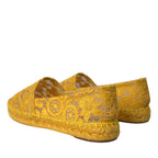 Dolce & Gabbana Yellow Taormina Lace Espadrille Loafers Flats Shoes