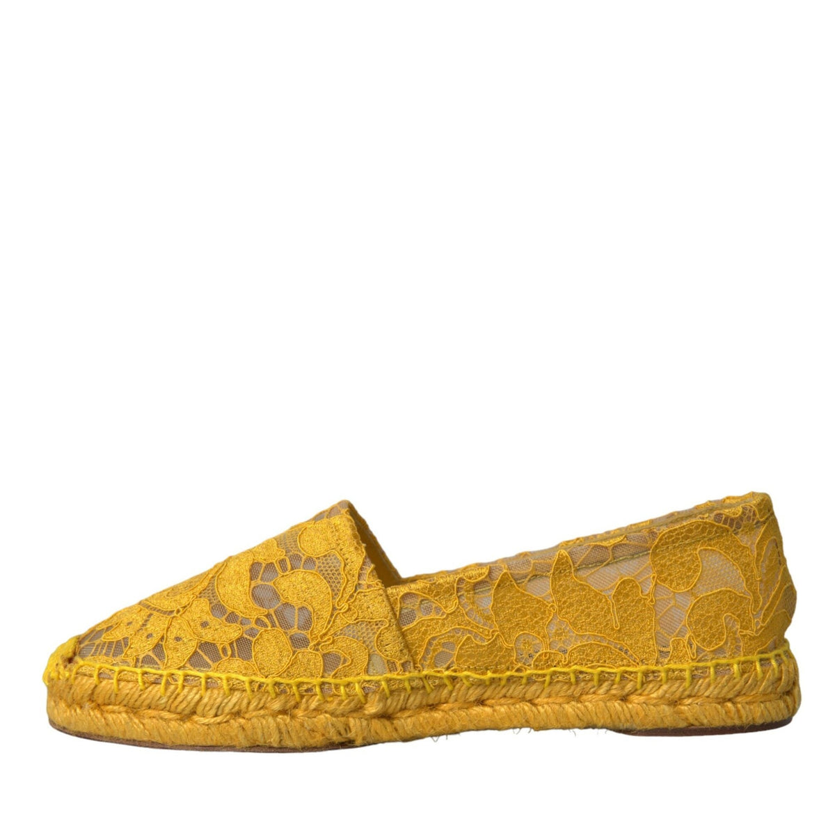Dolce & Gabbana Yellow Taormina Lace Espadrille Loafers Flats Shoes