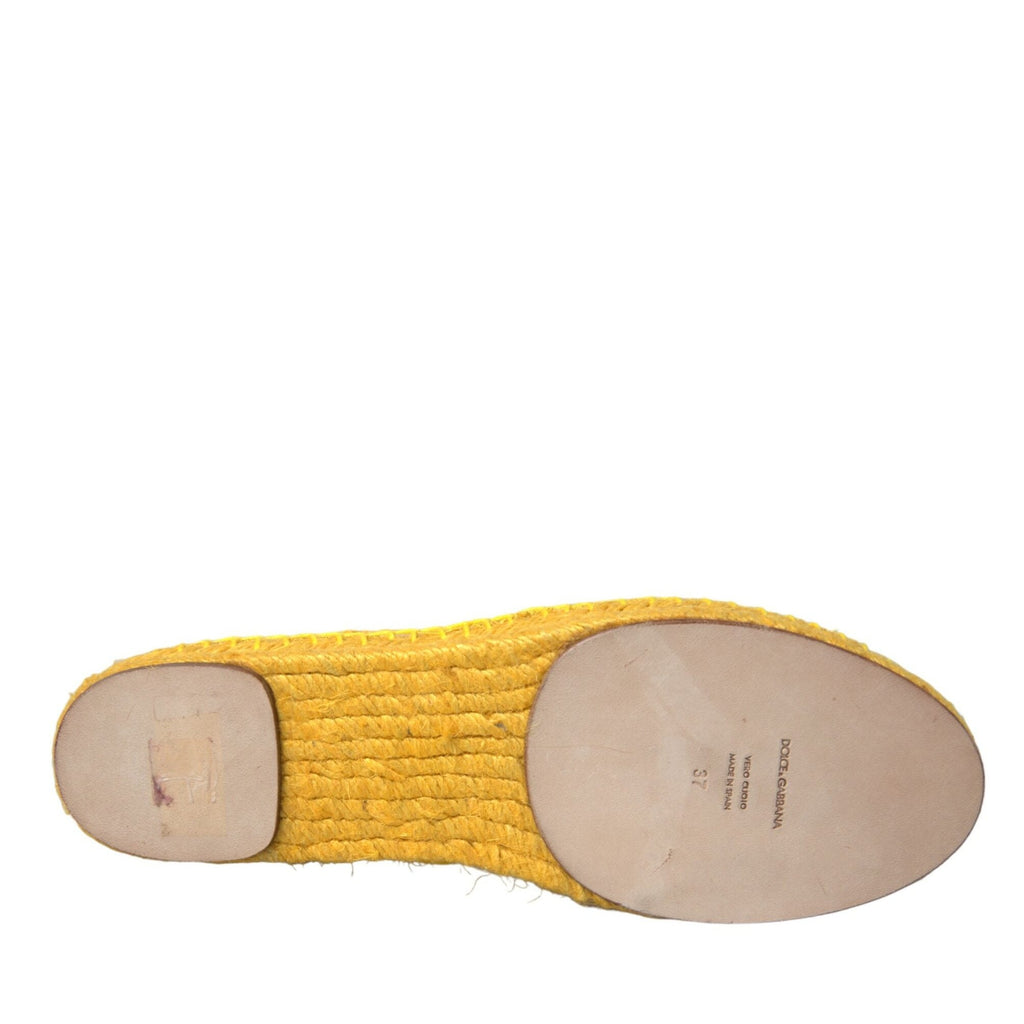 Dolce & Gabbana Yellow Taormina Lace Espadrille Loafers Flats Shoes