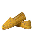 Dolce & Gabbana Yellow Taormina Lace Espadrille Loafers Flats Shoes