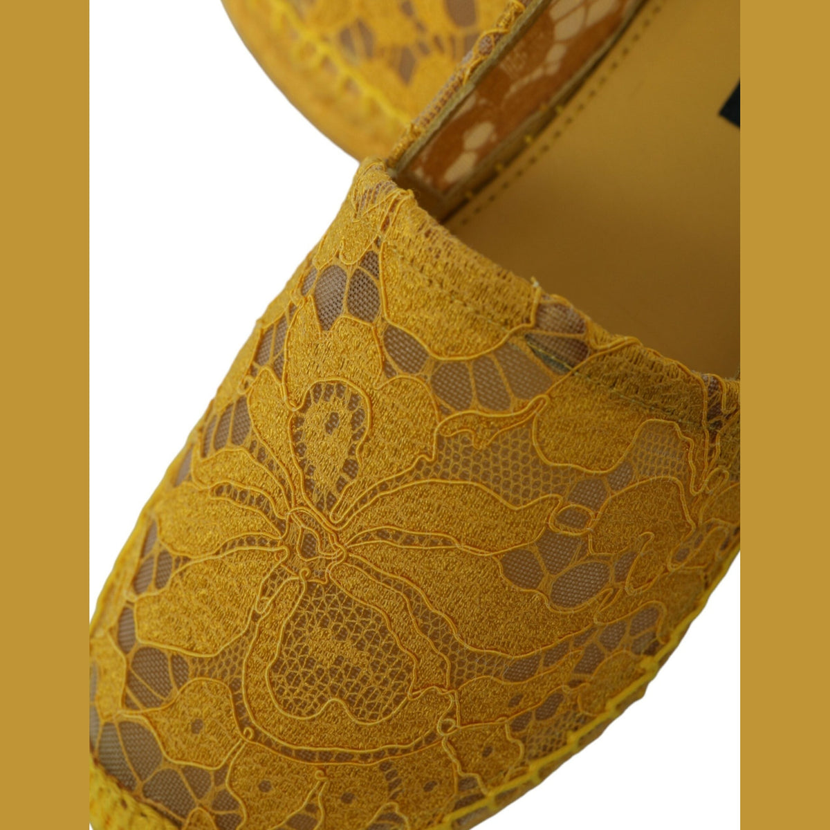Dolce & Gabbana Yellow Taormina Lace Espadrille Loafers Flats Shoes