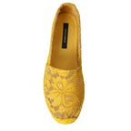 Dolce & Gabbana Yellow Taormina Lace Espadrille Loafers Flats Shoes