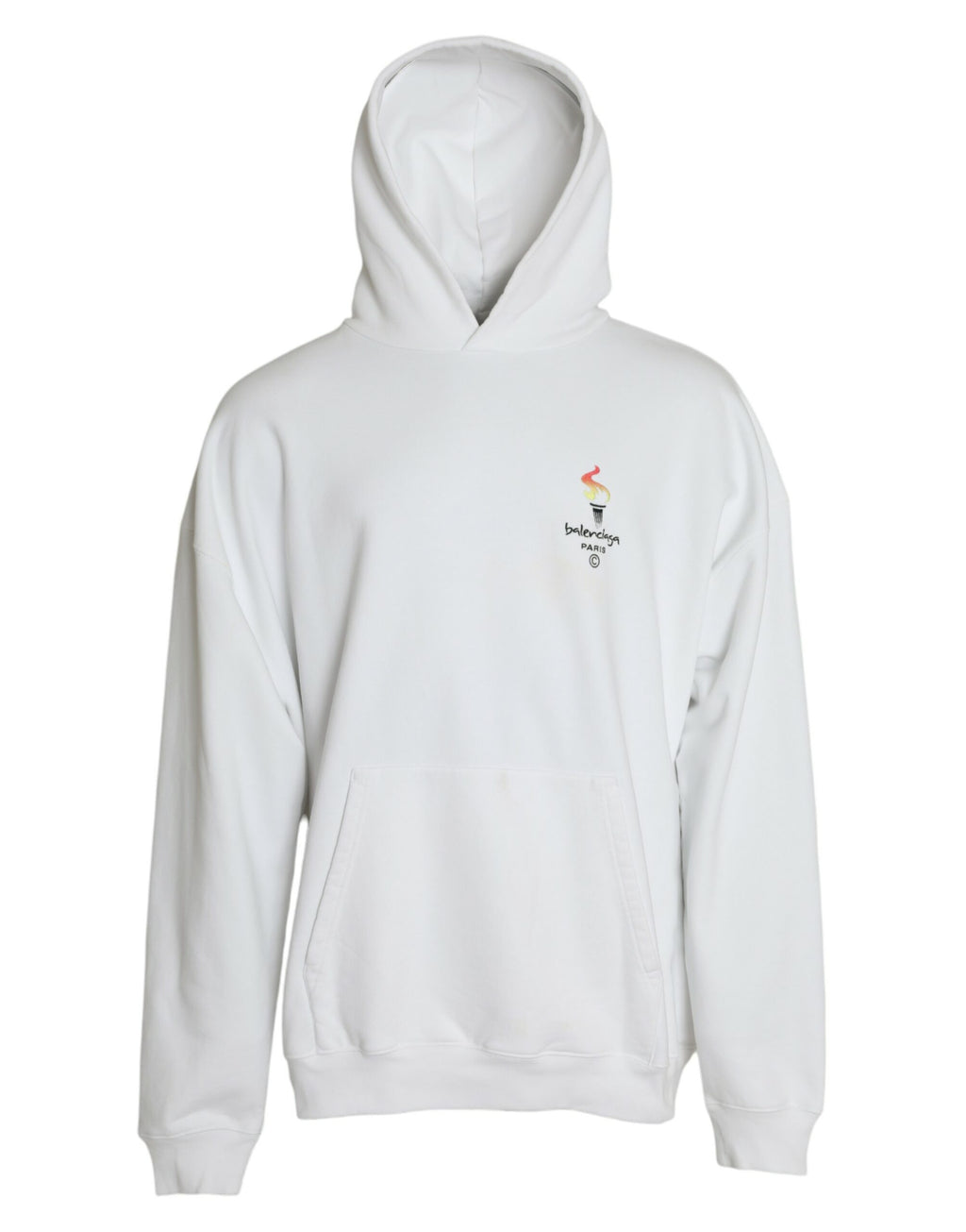 Balenciaga White Cotton Logo Hooded Pullover Sweatshirt Sweater - Eljoys Fashion 
