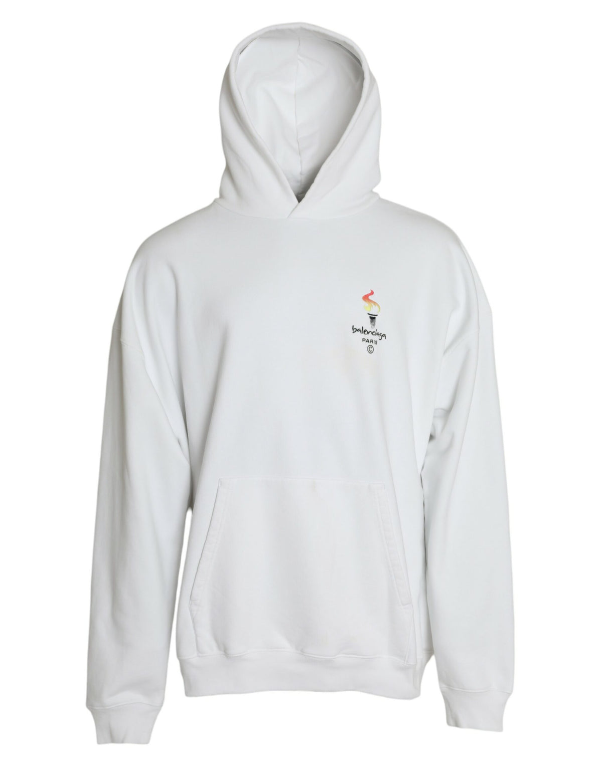 Balenciaga White Cotton Logo Hooded Pullover Sweatshirt Sweater - Eljoys Fashion 