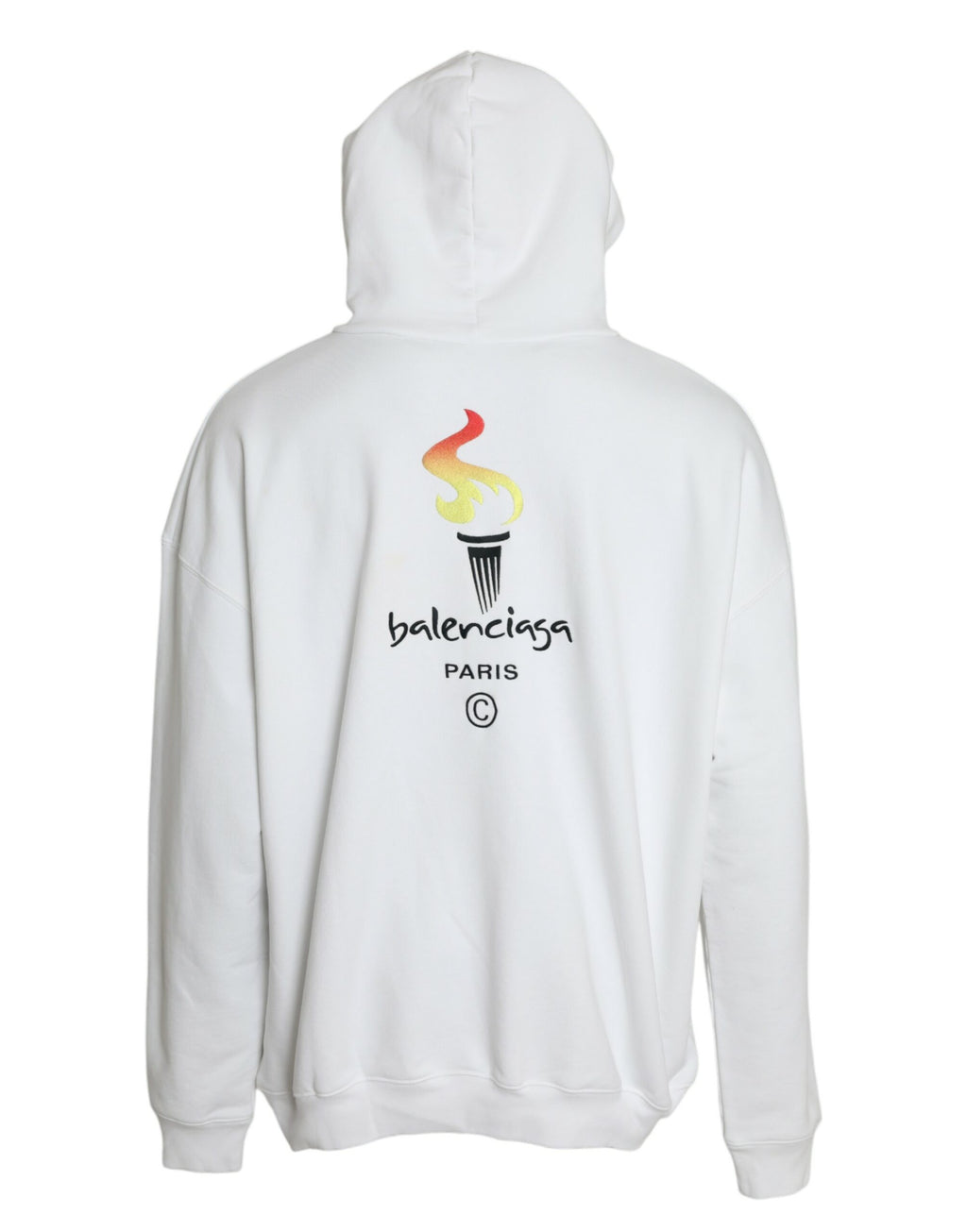 Balenciaga White Cotton Logo Hooded Pullover Sweatshirt Sweater - Eljoys Fashion 