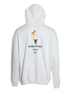 Balenciaga White Cotton Logo Hooded Pullover Sweatshirt Sweater - Eljoys Fashion 