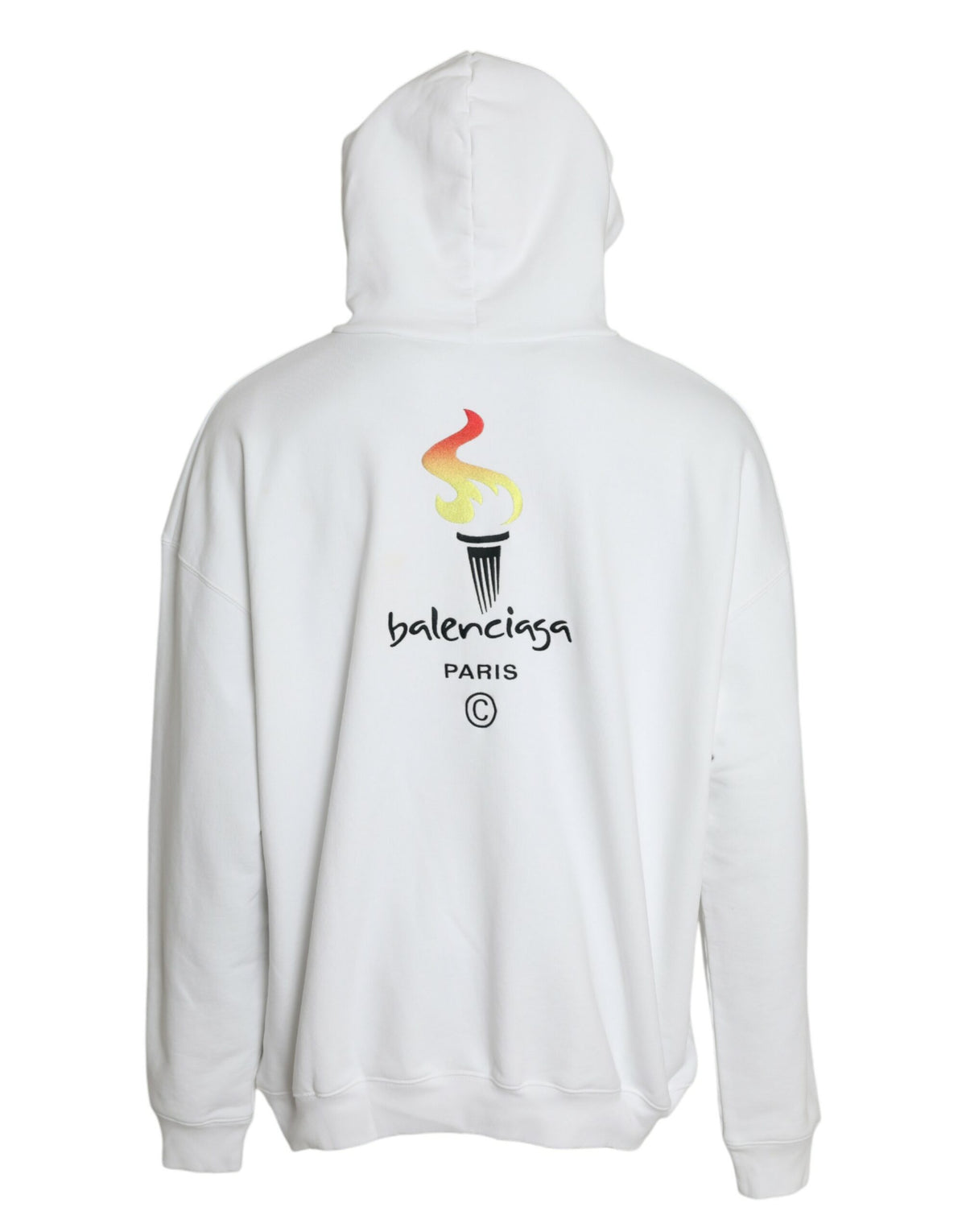 Balenciaga White Cotton Logo Hooded Pullover Sweatshirt Sweater - Eljoys Fashion 