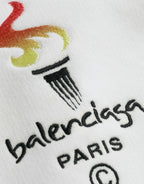 Balenciaga White Cotton Logo Hooded Pullover Sweatshirt Sweater - Eljoys Fashion 