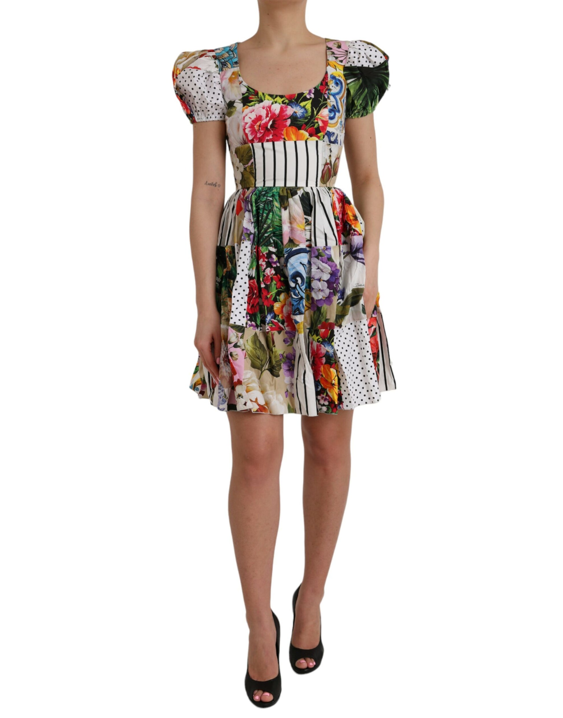 Dolce & Gabbana Multicolor Patchwork Cotton Aline Mini Dress Dolce & Gabbana