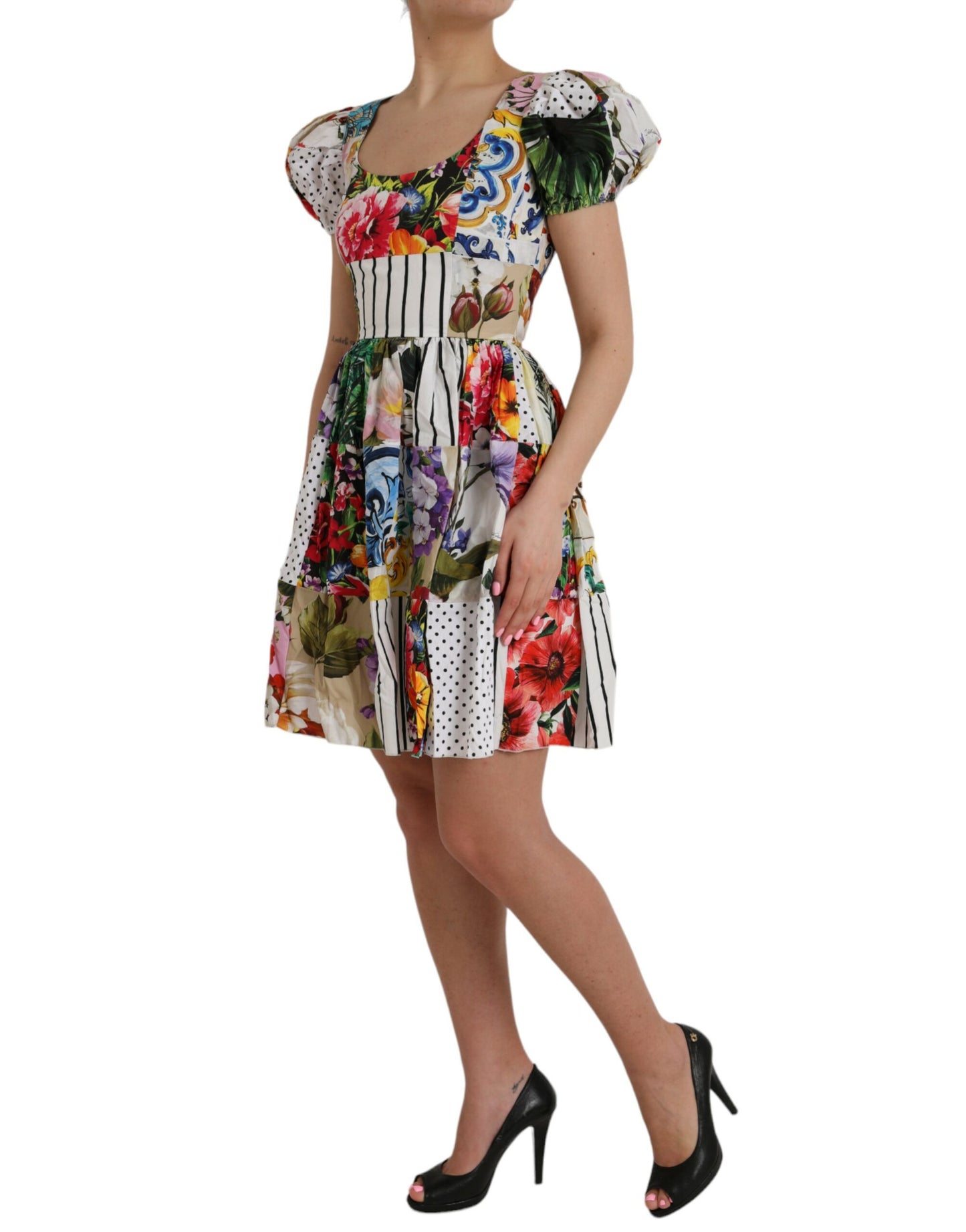 Dolce & Gabbana Multicolor Patchwork Cotton Aline Mini Dress Dolce & Gabbana
