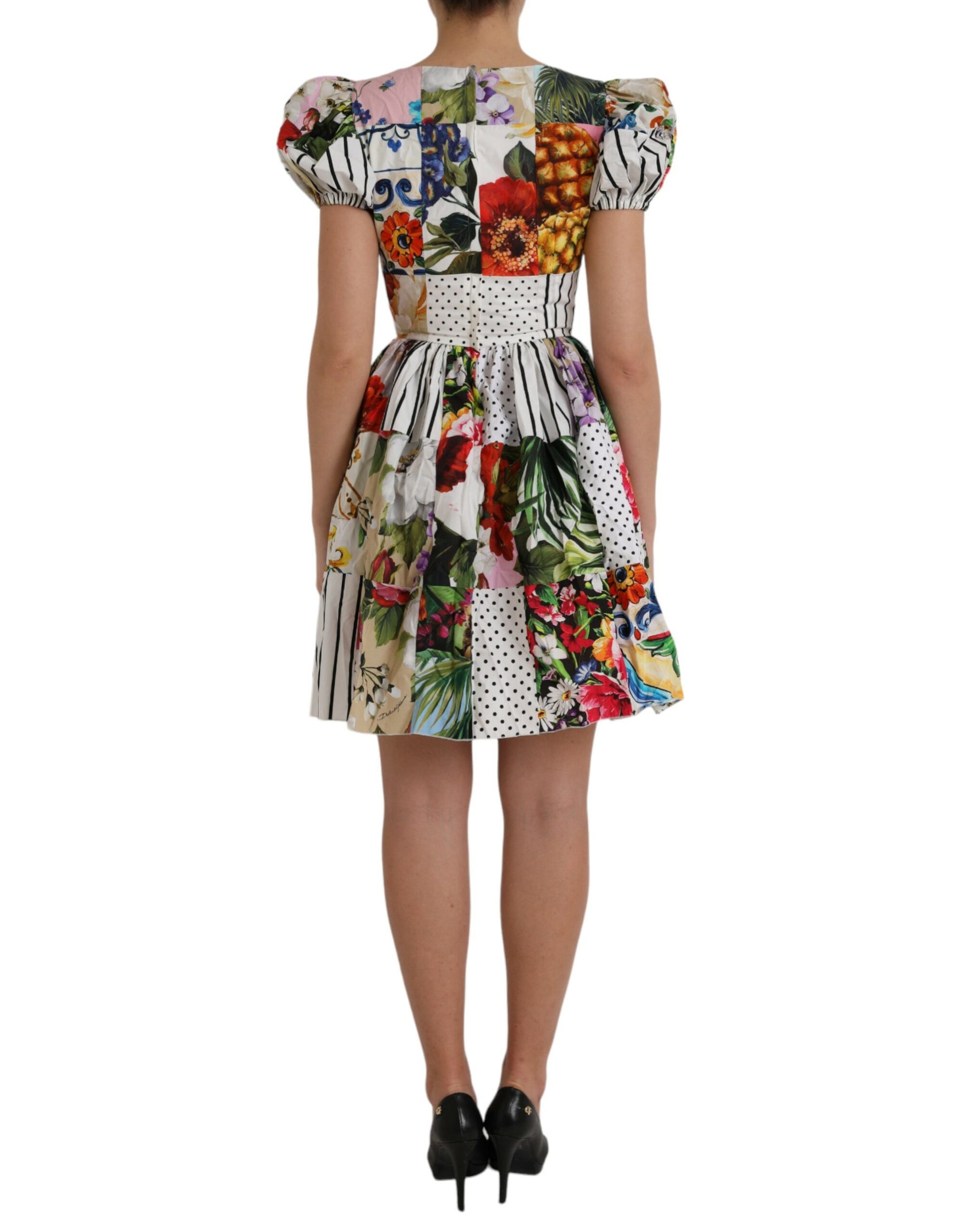 Dolce & Gabbana Multicolor Patchwork Cotton Aline Mini Dress Dolce & Gabbana