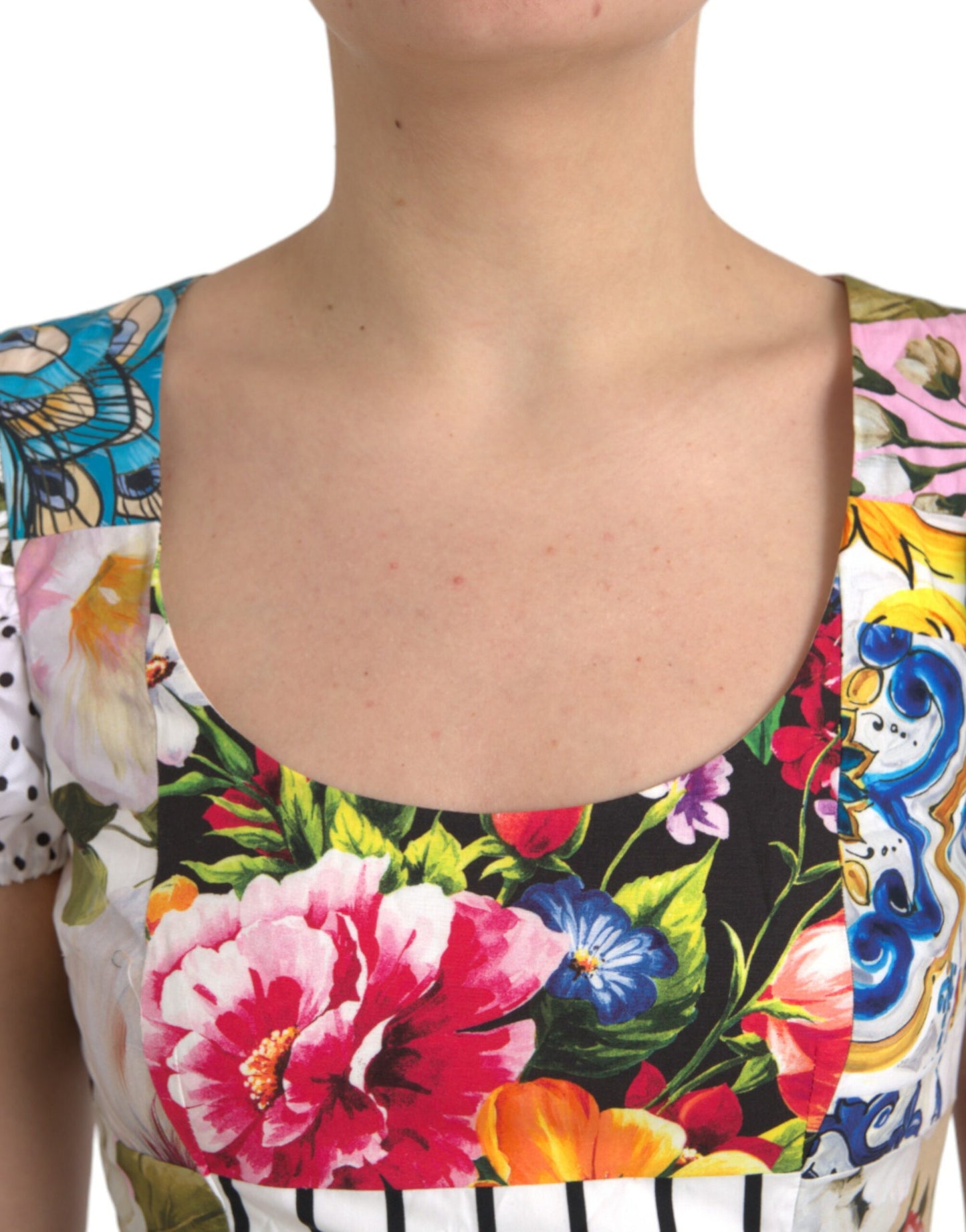 Dolce & Gabbana Multicolor Patchwork Cotton Aline Mini Dress Dolce & Gabbana
