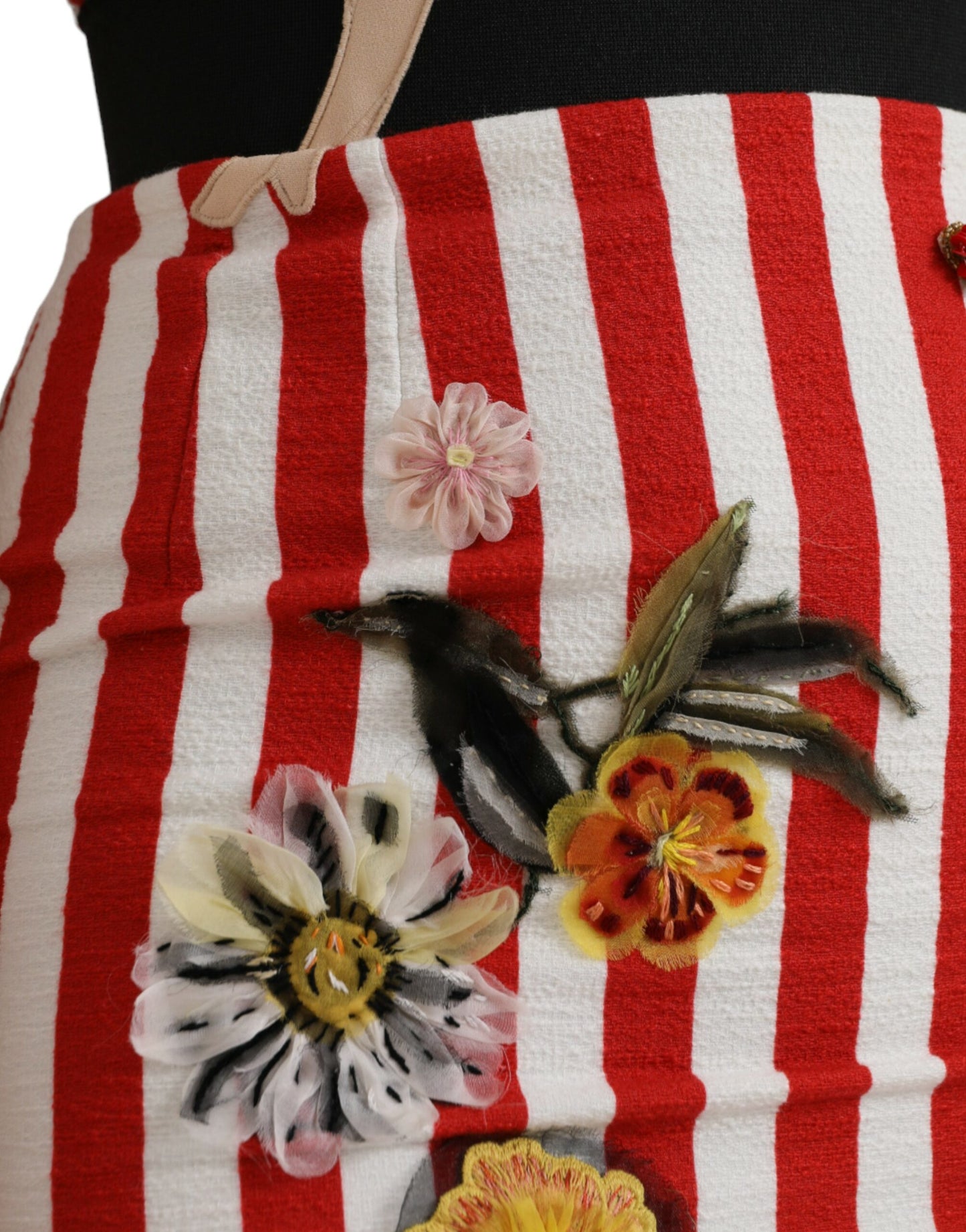 Dolce & Gabbana Red White Floral Sleeveless Sheath Midi Dress Dolce & Gabbana