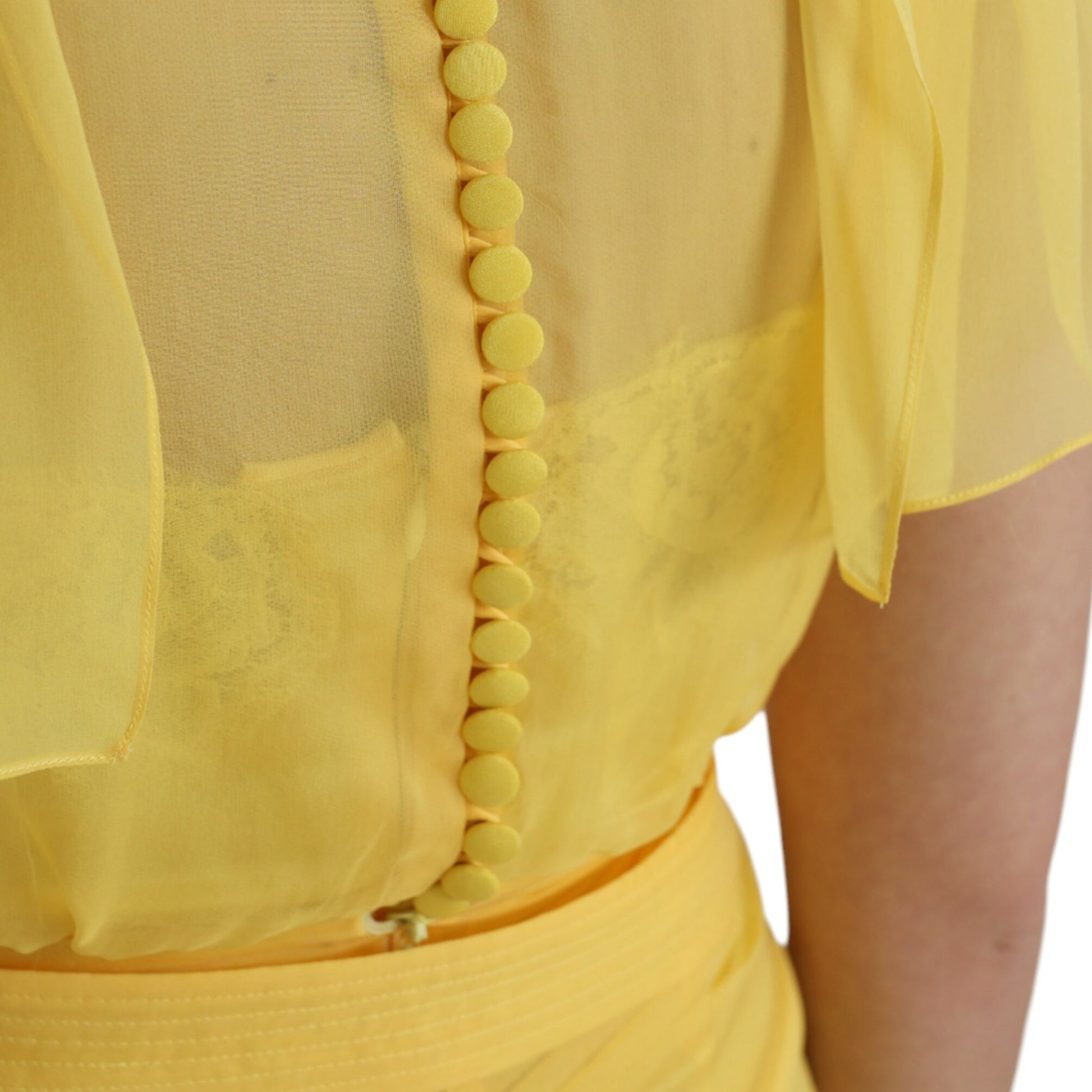 Dolce & Gabbana Yellow Silk Sheath Belted Long Maxi Dress