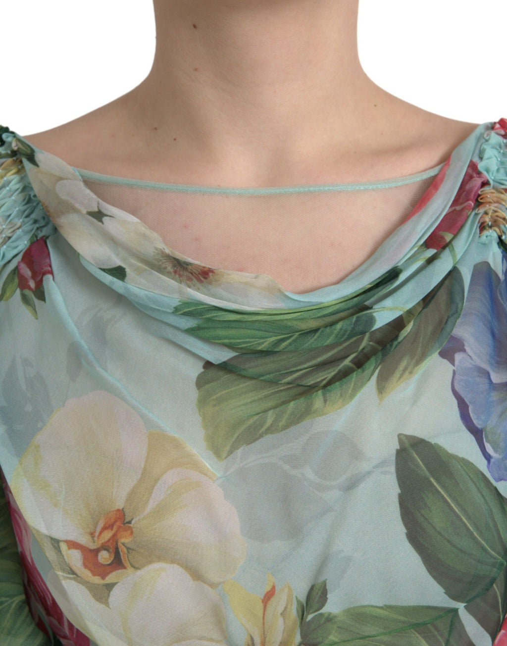 Dolce & Gabbana Blue Floral Print Tiered Long Maxi Dress - Eljoys Fashion 