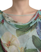 Dolce & Gabbana Blue Floral Print Tiered Long Maxi Dress - Eljoys Fashion 