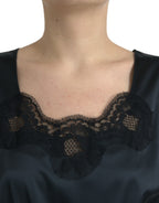 Dolce & Gabbana Black Polyester Lace Trim Sheath Midi Dress - Eljoys Fashion 