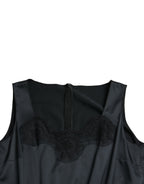 Dolce & Gabbana Black Polyester Lace Trim Sheath Midi Dress - Eljoys Fashion 