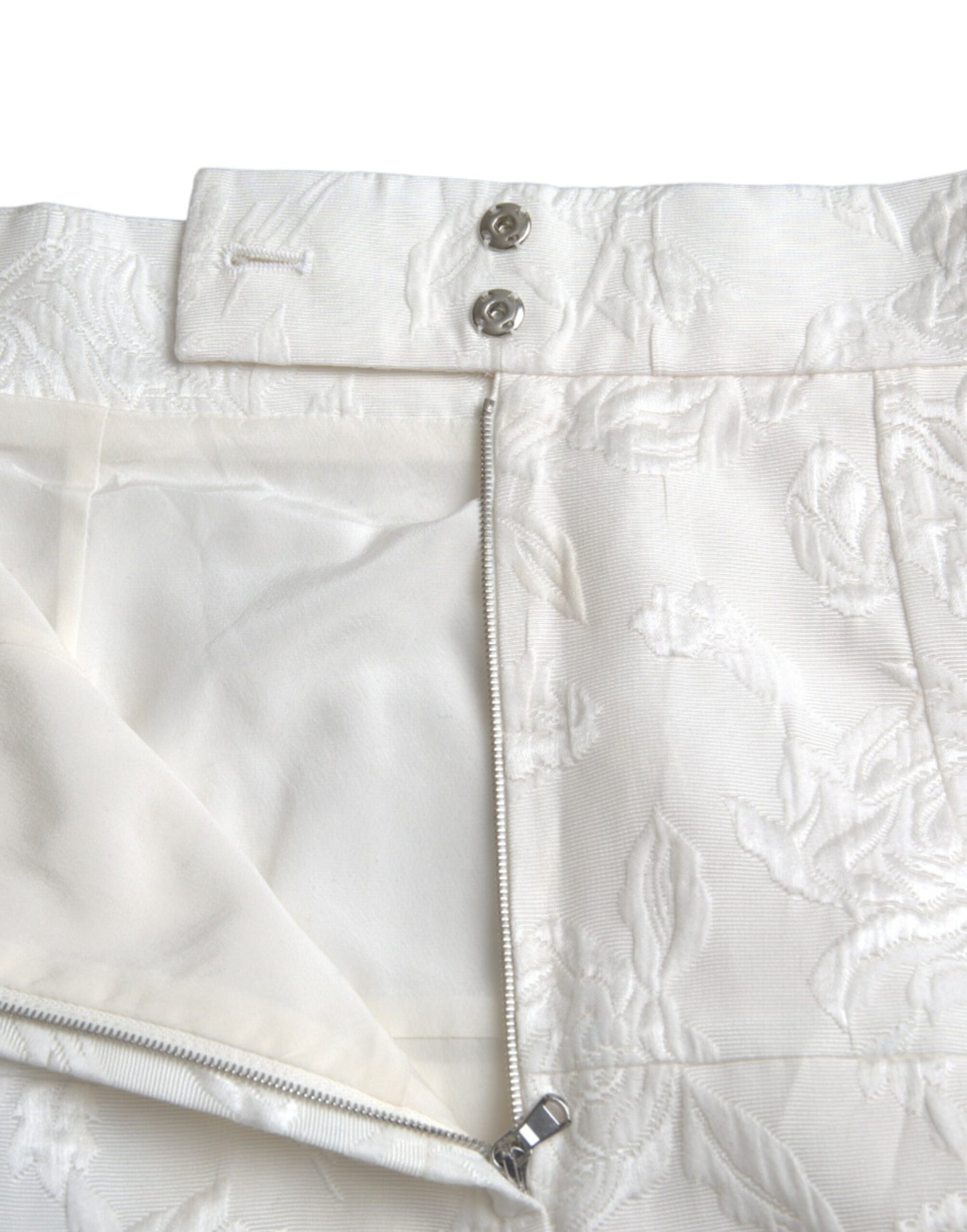 Dolce & Gabbana White Floral Brocade Embellished Mini Skirt Dolce & Gabbana