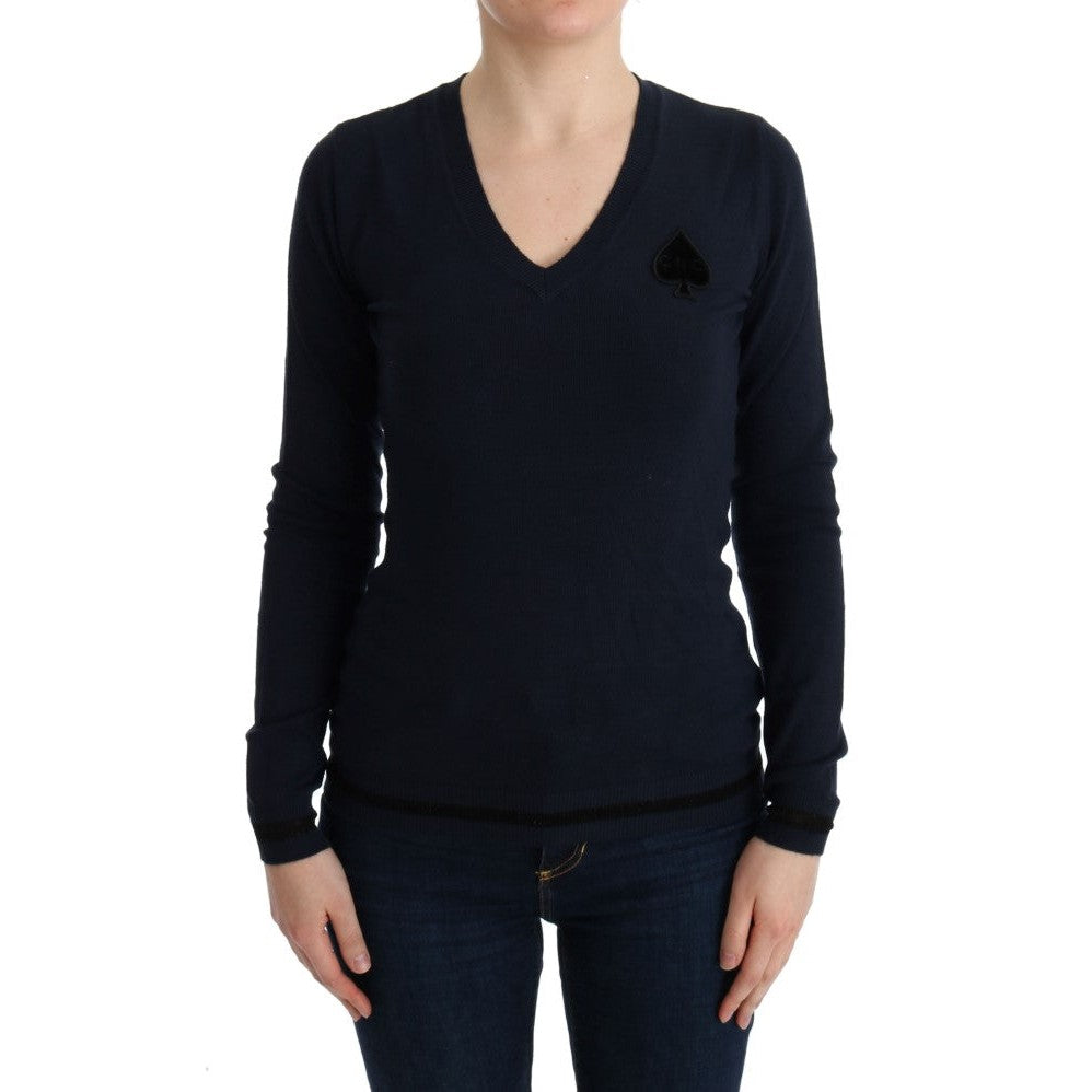 Costume National Blue V-neck Viscose Sweater
