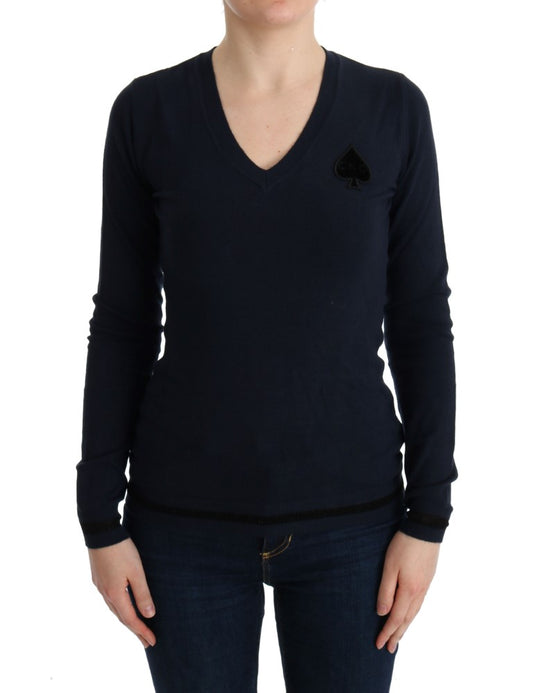 Costume National Blue V-neck Viscose Sweater Costume National
