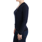 Costume National Blue V-neck Viscose Sweater