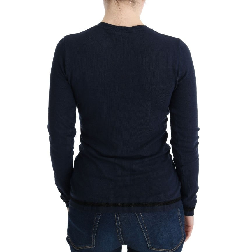 Costume National Blue V-neck Viscose Sweater