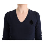 Costume National Blue V-neck Viscose Sweater