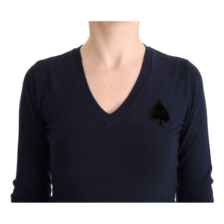 Costume National Blue V-neck Viscose Sweater