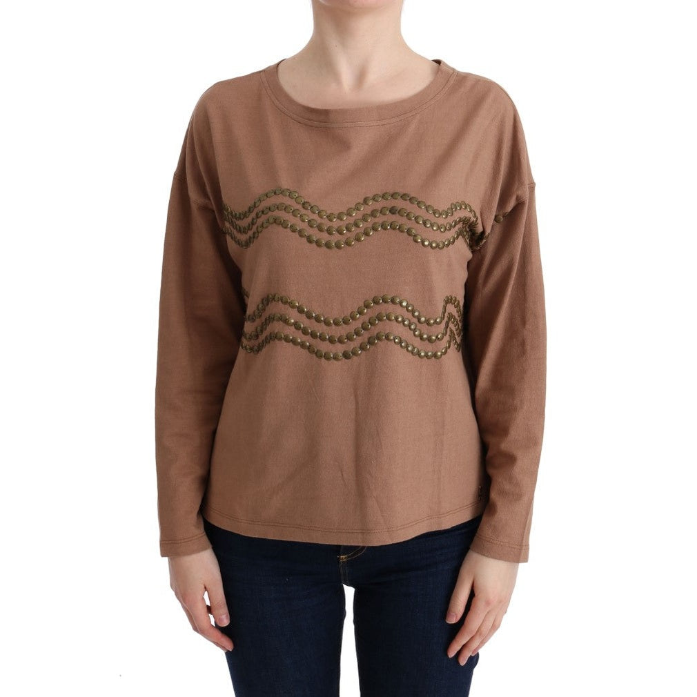 John Galliano Brown Cotton Studded Sweater