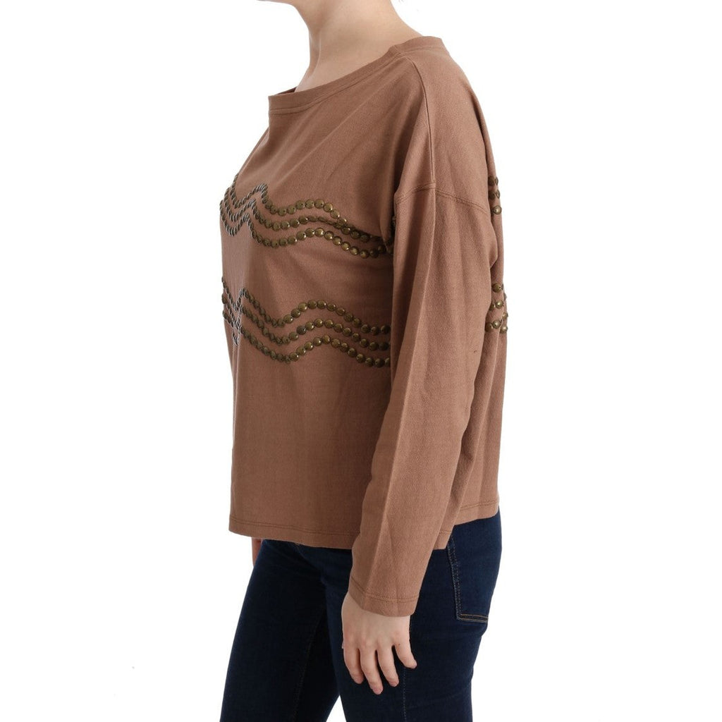 John Galliano Brown Cotton Studded Sweater