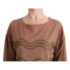 John Galliano Brown Cotton Studded Sweater