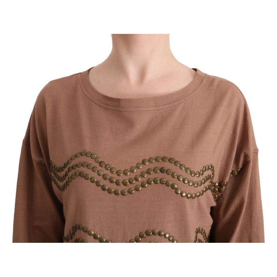 John Galliano Brown Cotton Studded Sweater