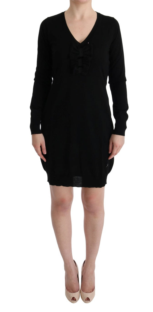 MARGHI LO' Black Wool Long Sleeve Shift Dress MARGHI LO'